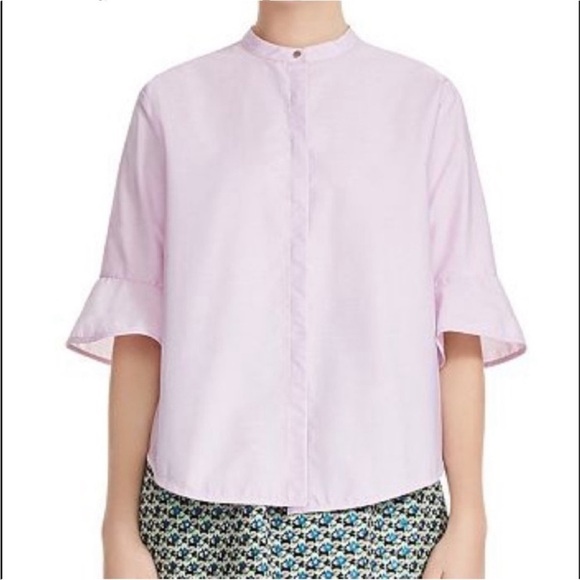 MAJE Charly Flared Bell Cuff Poplin Shirt Relaxed Fit Blouse Rose Pink - Picture 15 of 15